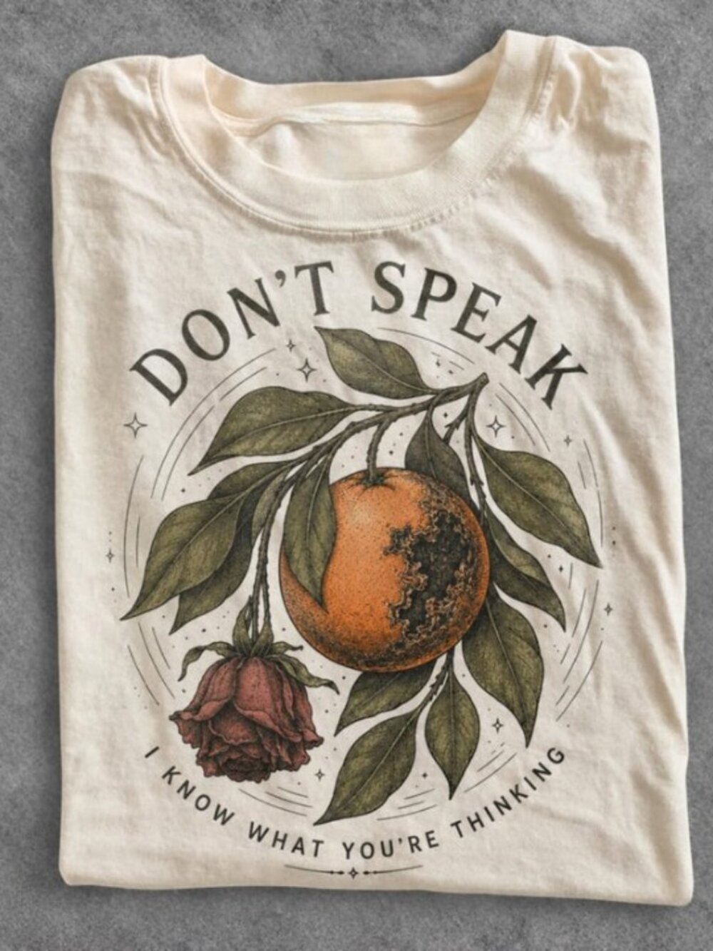 Don’t Speak Orange Graphic Shirt, 90s Rock Aesthetic Top